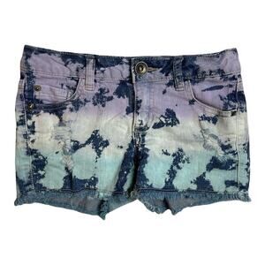 Mudd Blue Tie Dye Distressed Raw Hem Shorts Girls Size 10